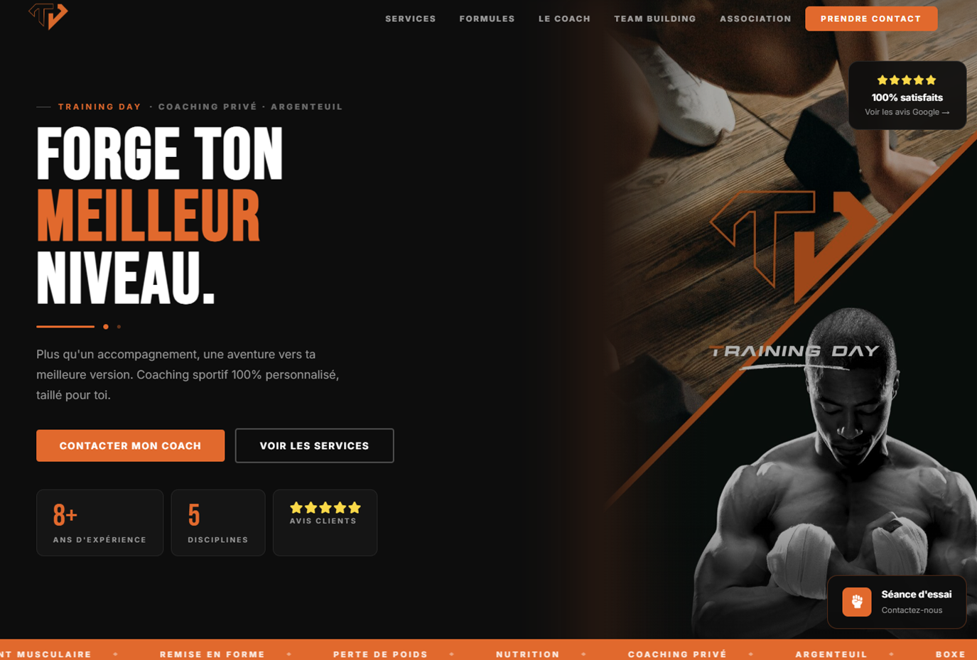 Projet Training Day – site sportif HTML CSS JavaScript